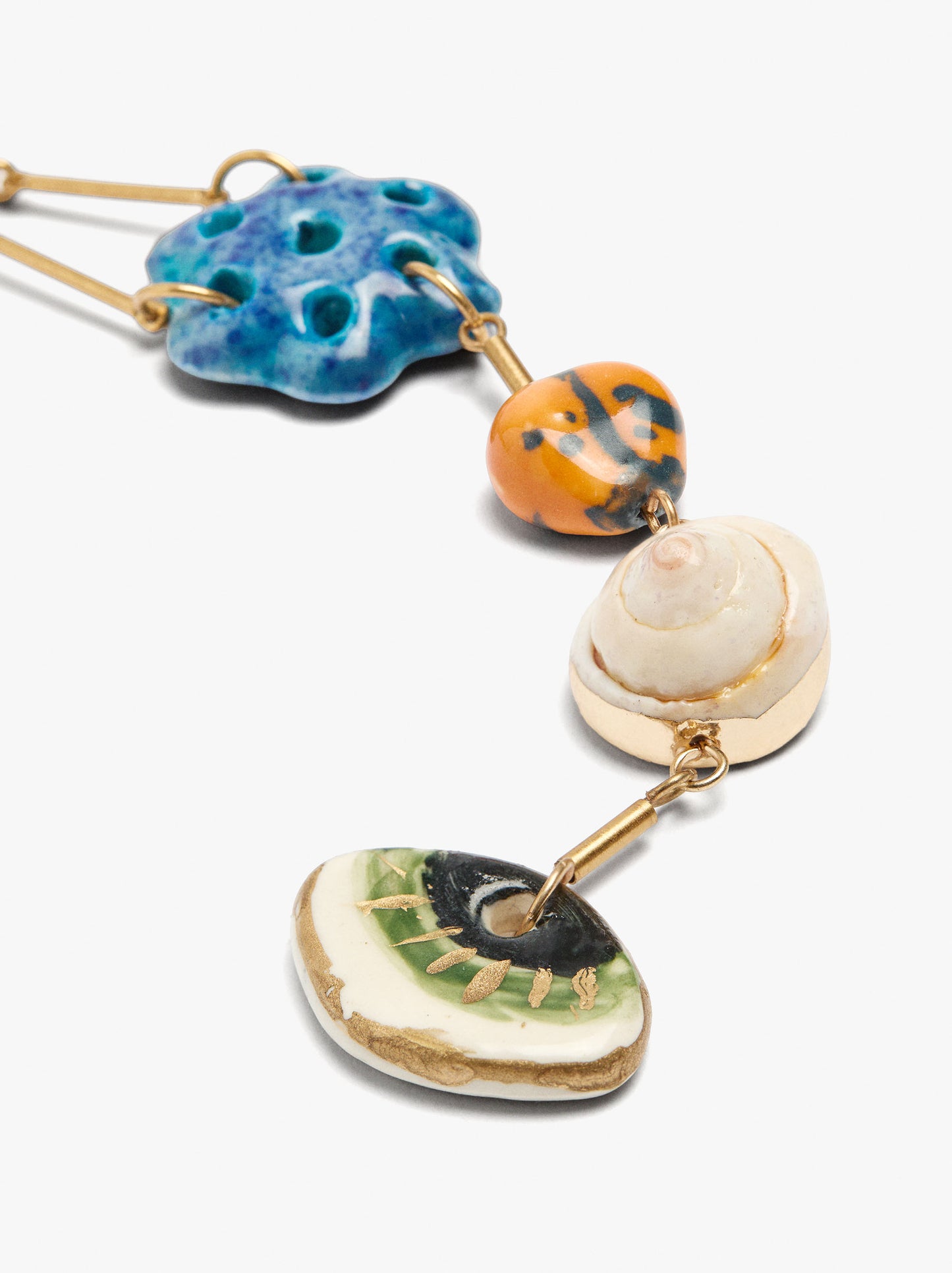 Long Necklace With Multicolor Ceramic Beads