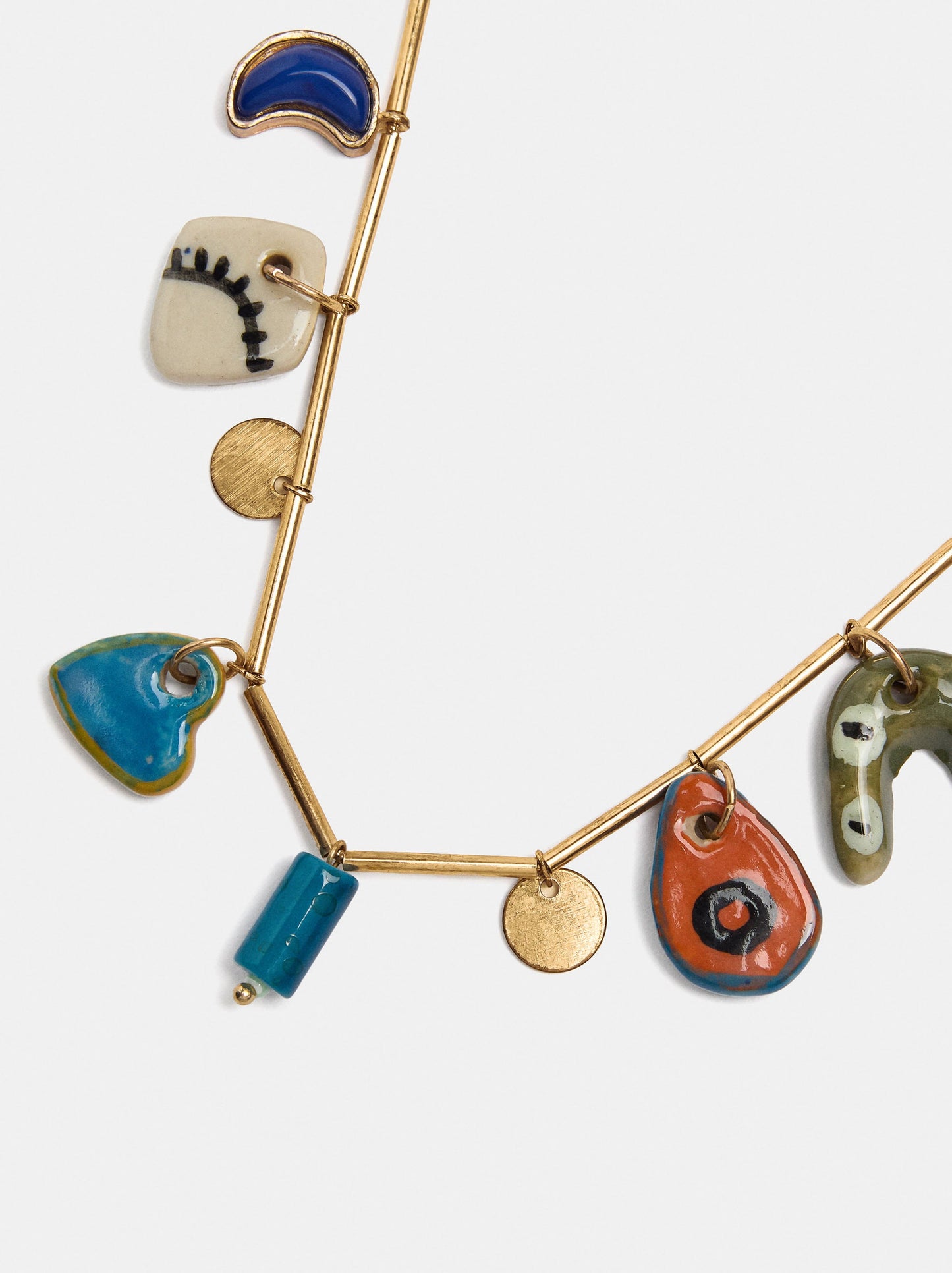 Segmented Necklace With Ceramic Pendants