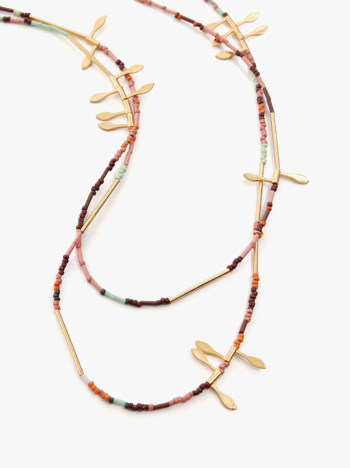 Double Segmented Necklace With Beads