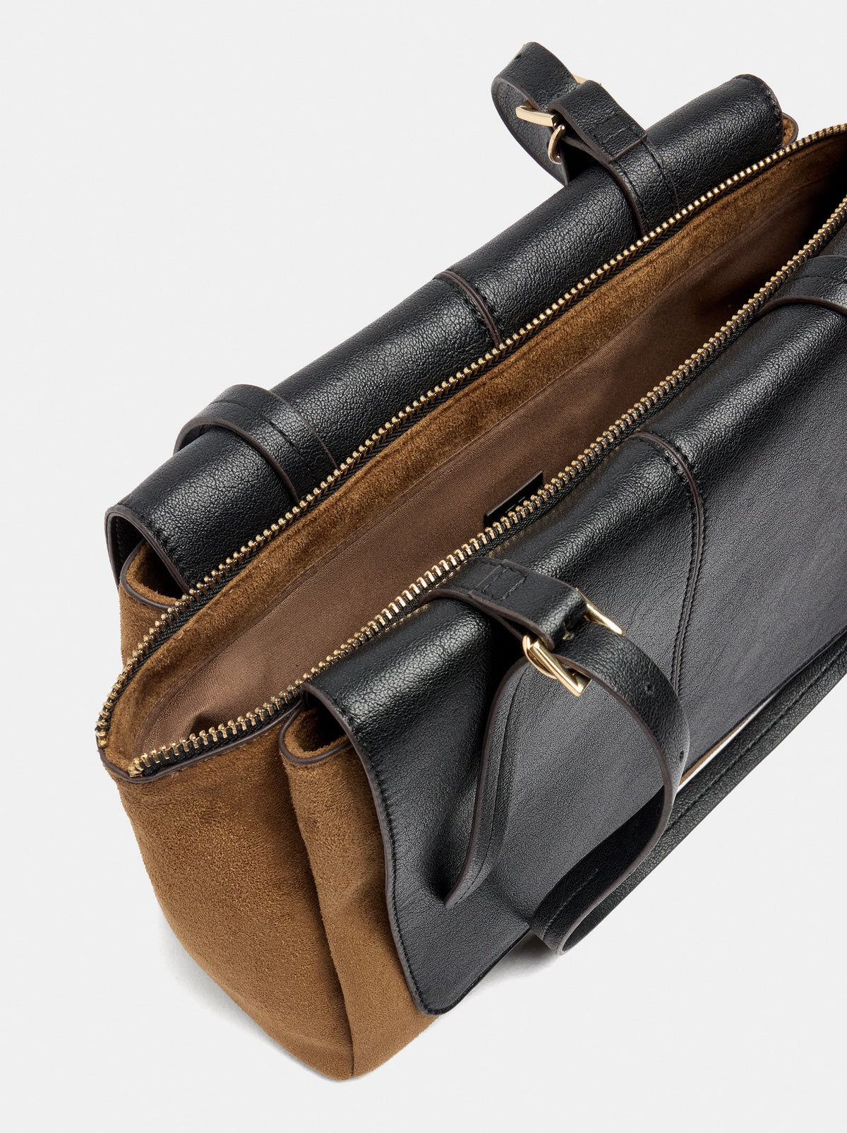 Leather-Effect Shoulder Bag With Double Flaps