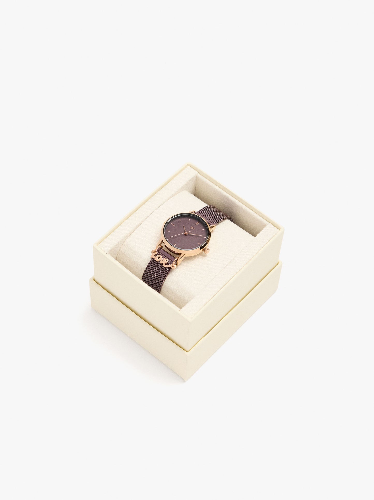 Watch With Steel Mesh Strap And Charm