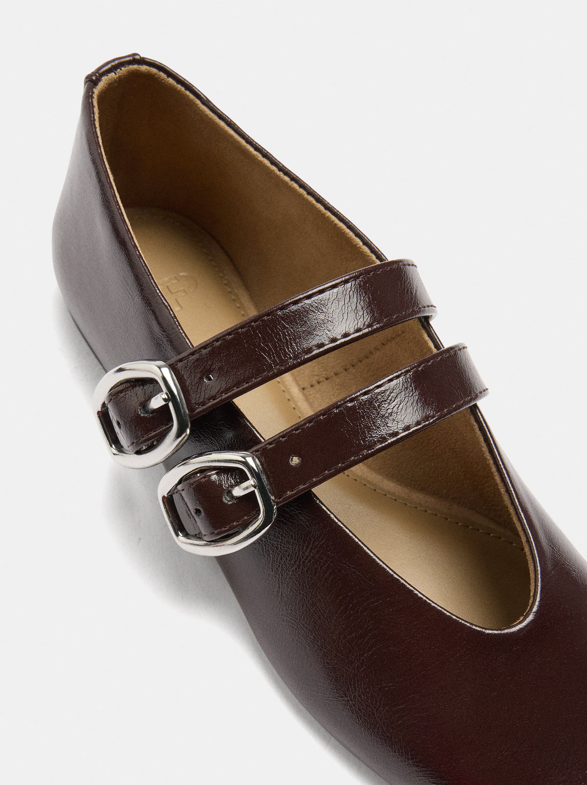 Leather-Effect Ballet Flats With Double Strap