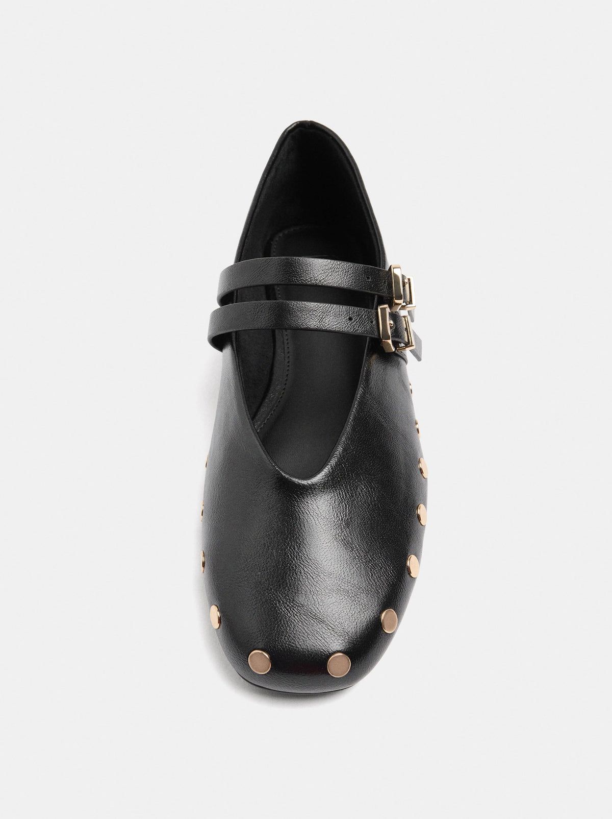 Ballet Flats With Studs And Double Strap