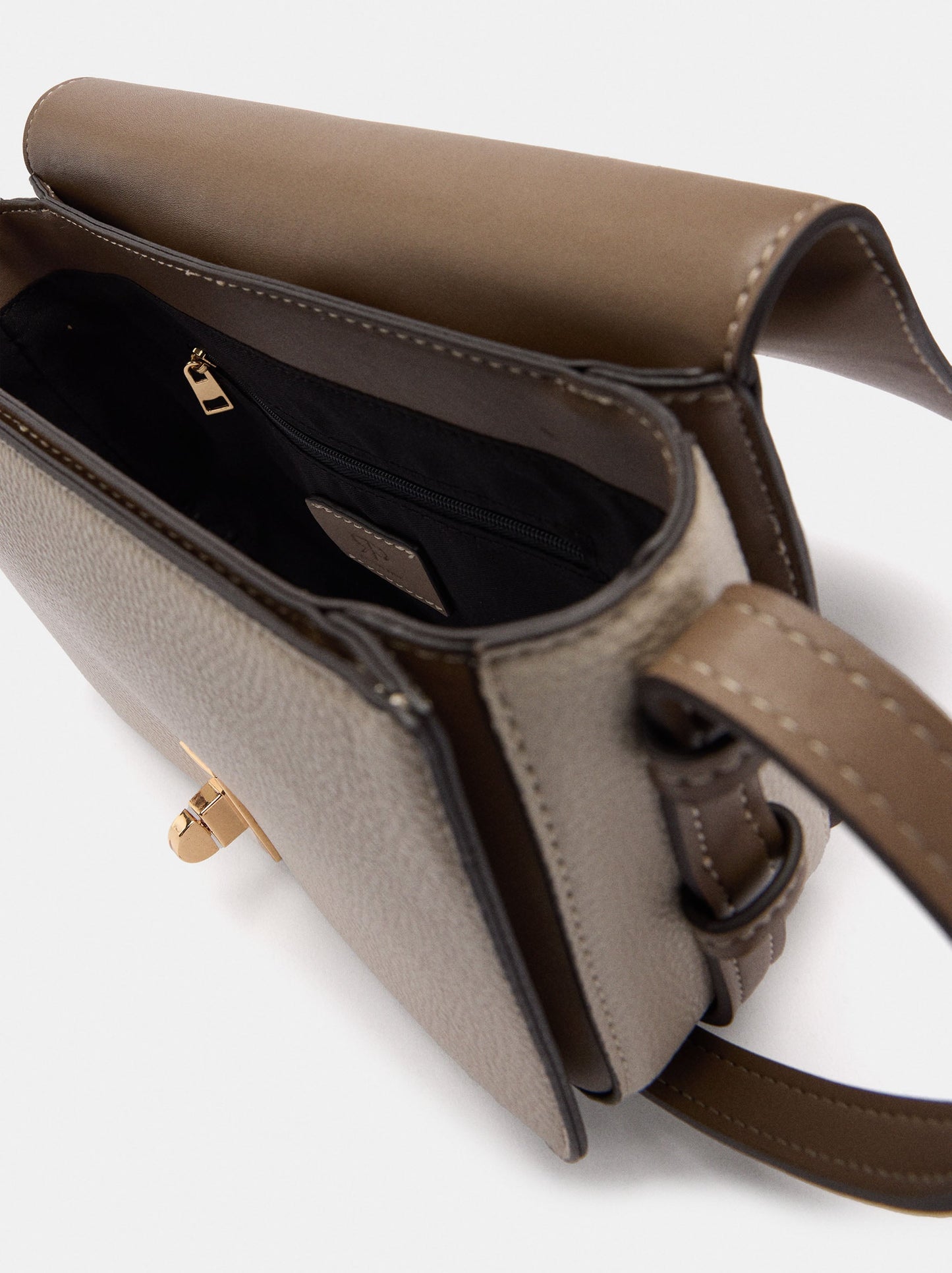Color Block Crossbody Bag With Flap
