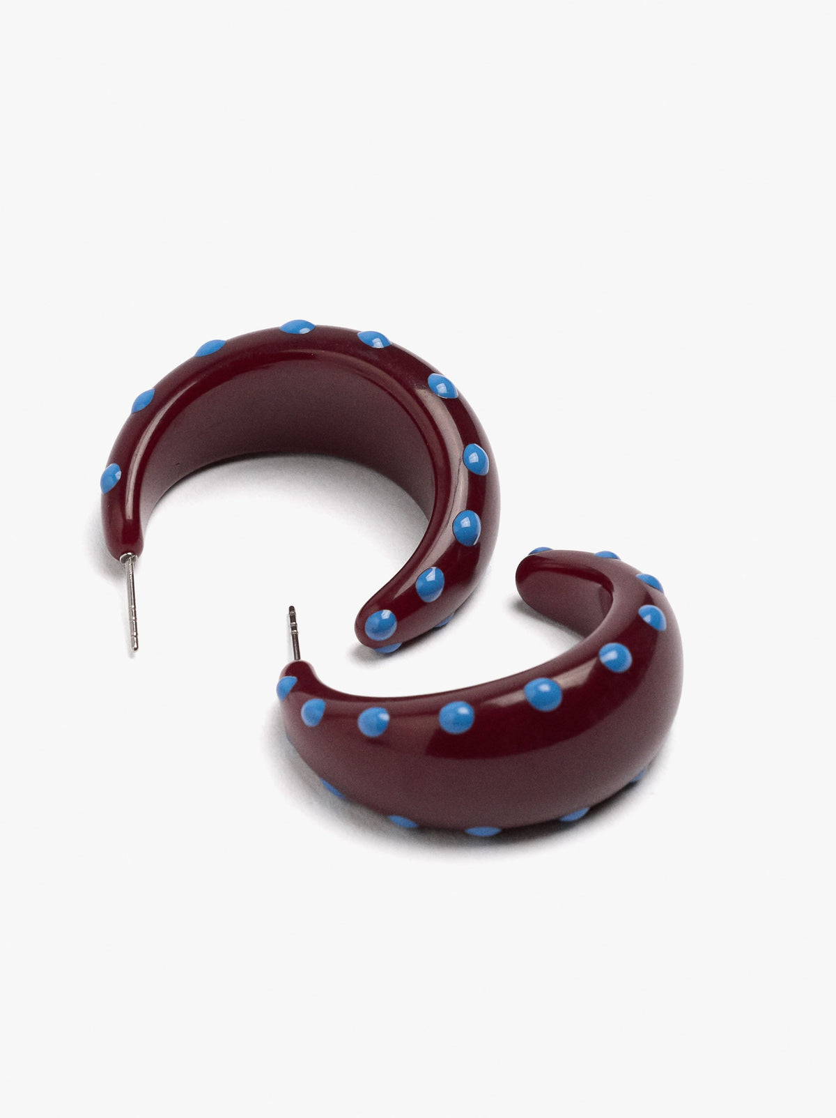 Open Resin Hoop Earrings With Polka Dots