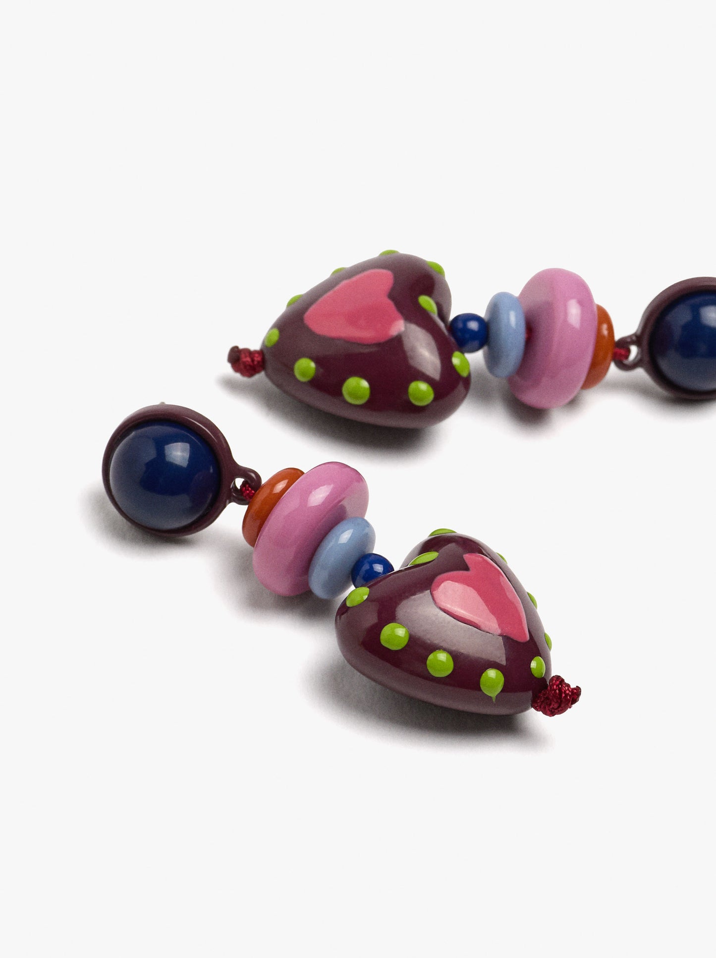 Multicolor Bead Heart Earrings