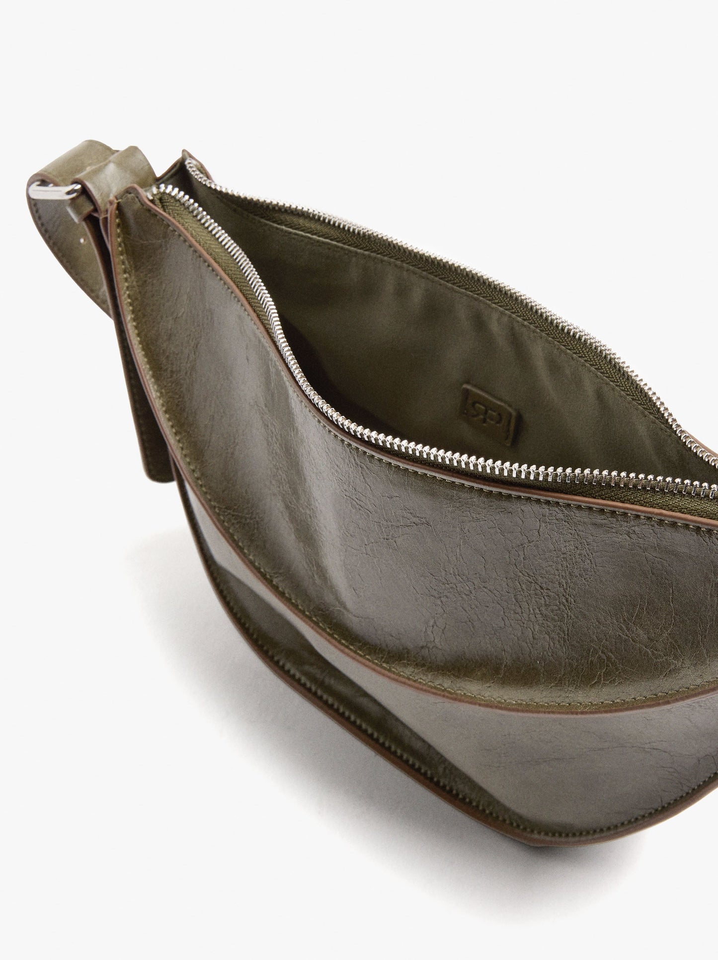 Crescent Shoulder Bag With Cracked Effect