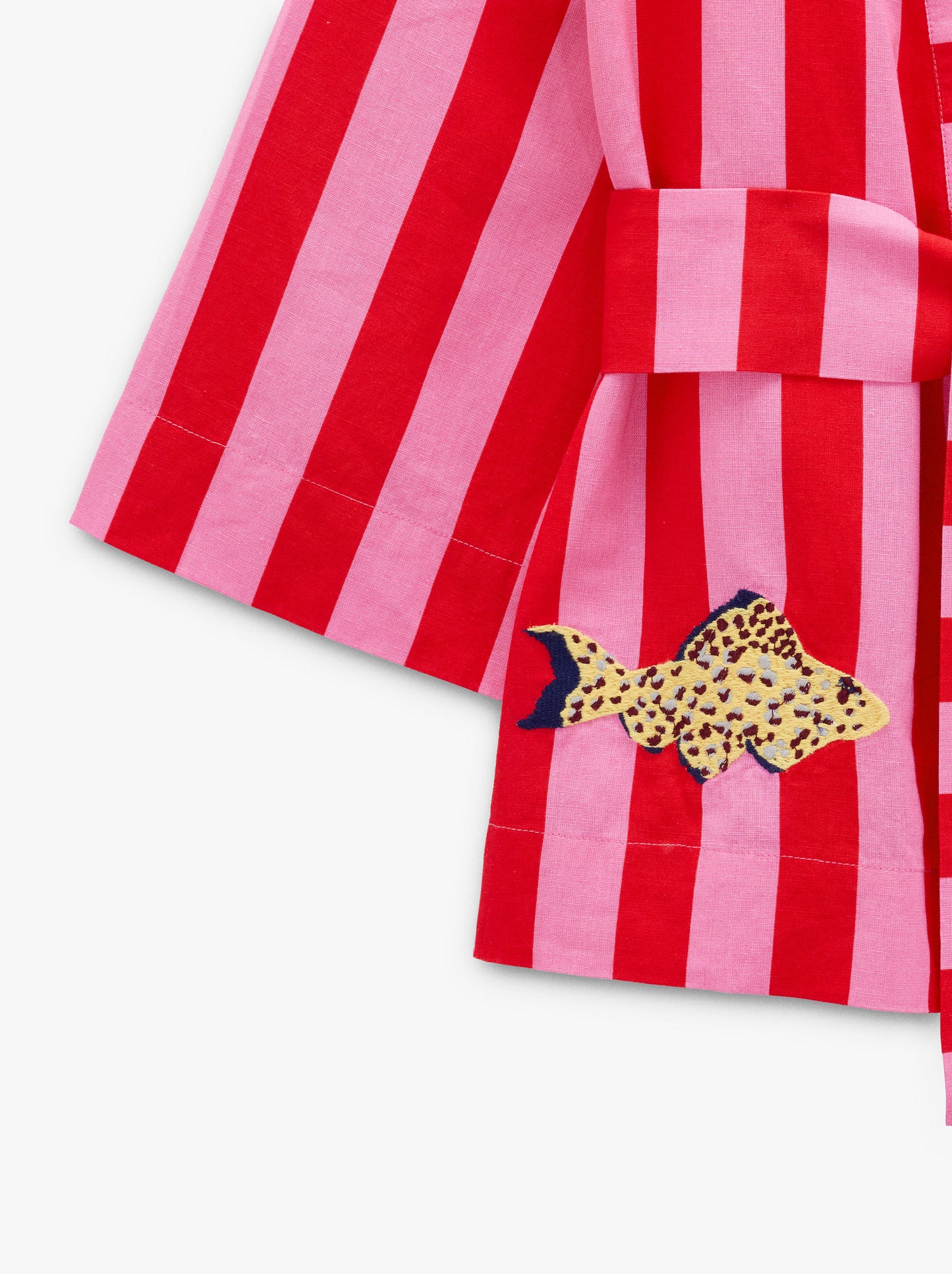 Kimono With Striped Fish Detail