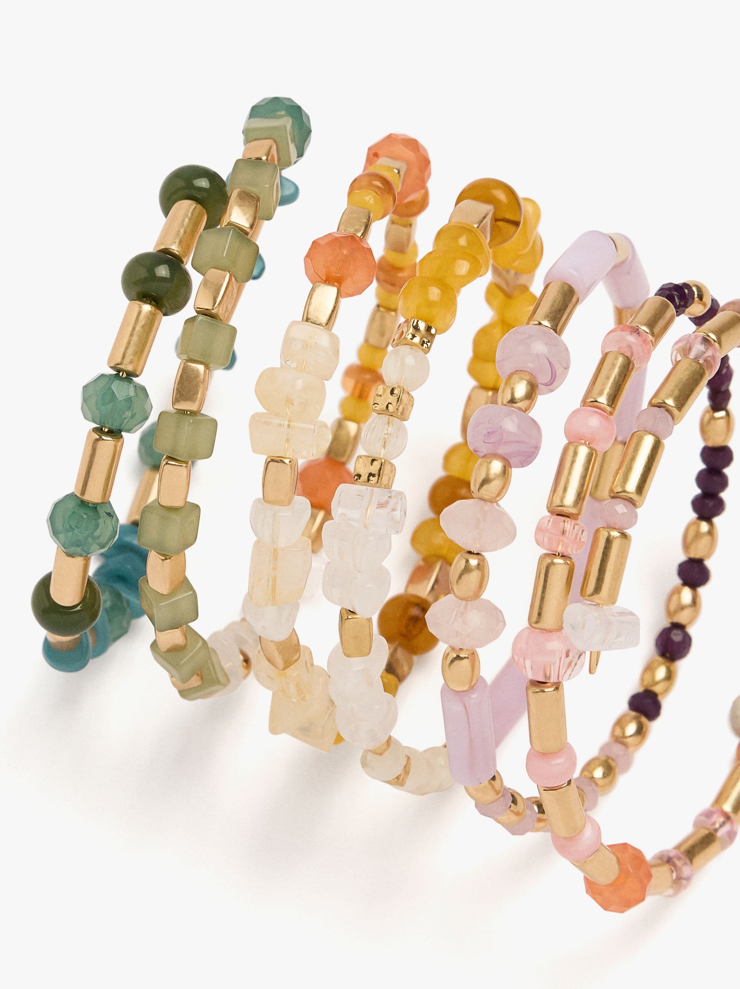 Multicolour Beads Spiral Bracelet