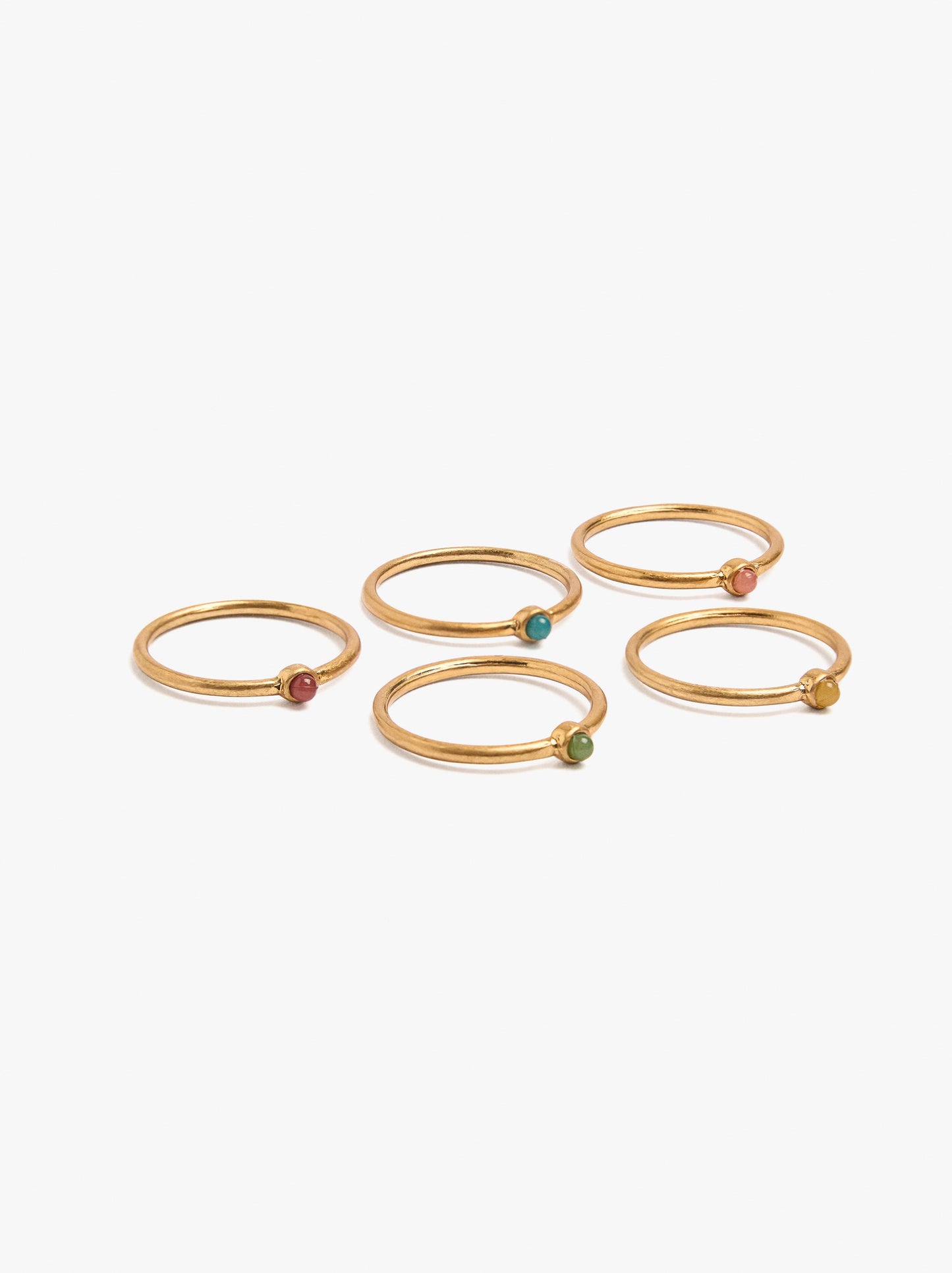 Set Of Rings With Multicolor Sphere Details