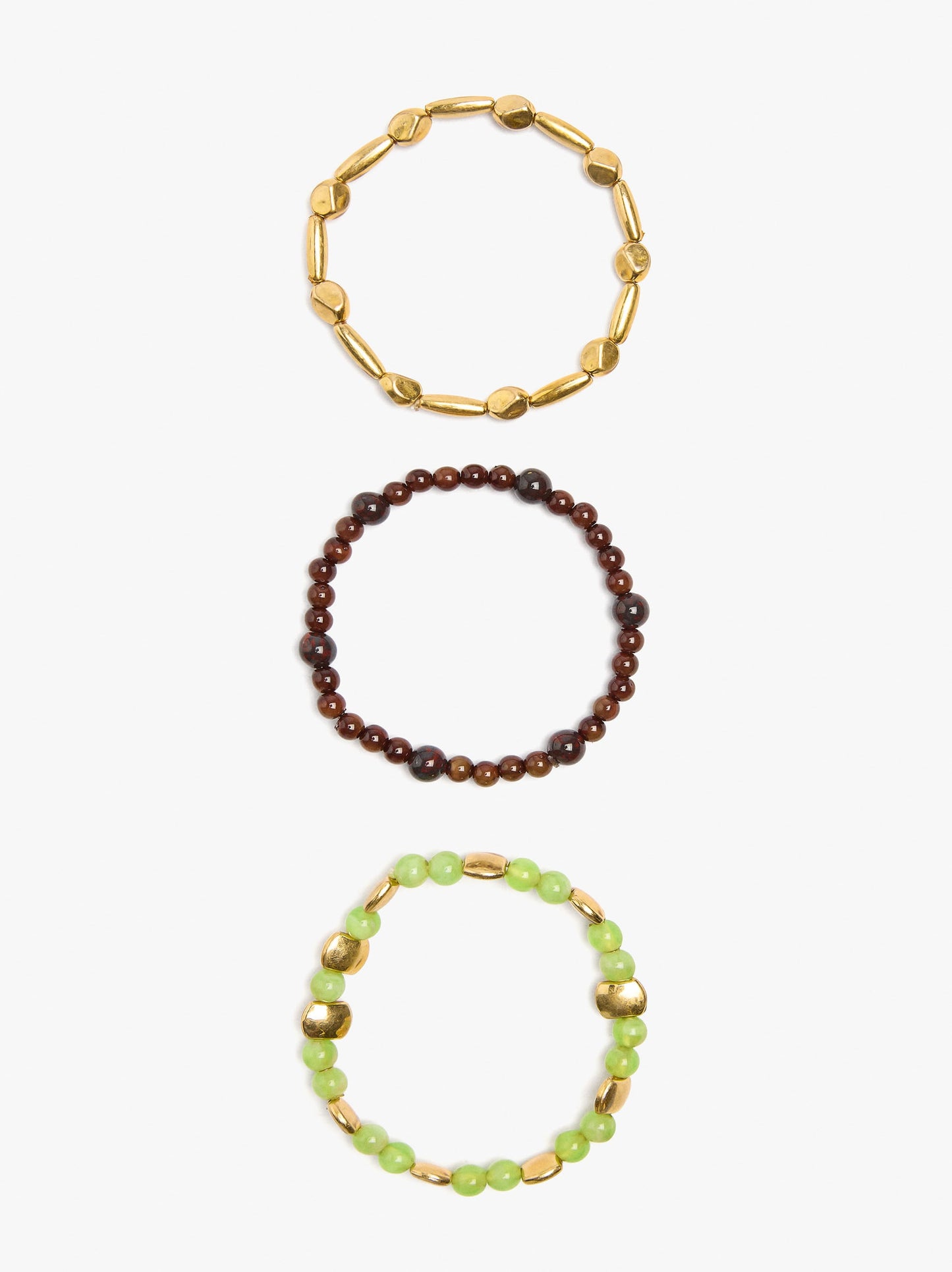 Set Of Elastic Bracelets With Beads