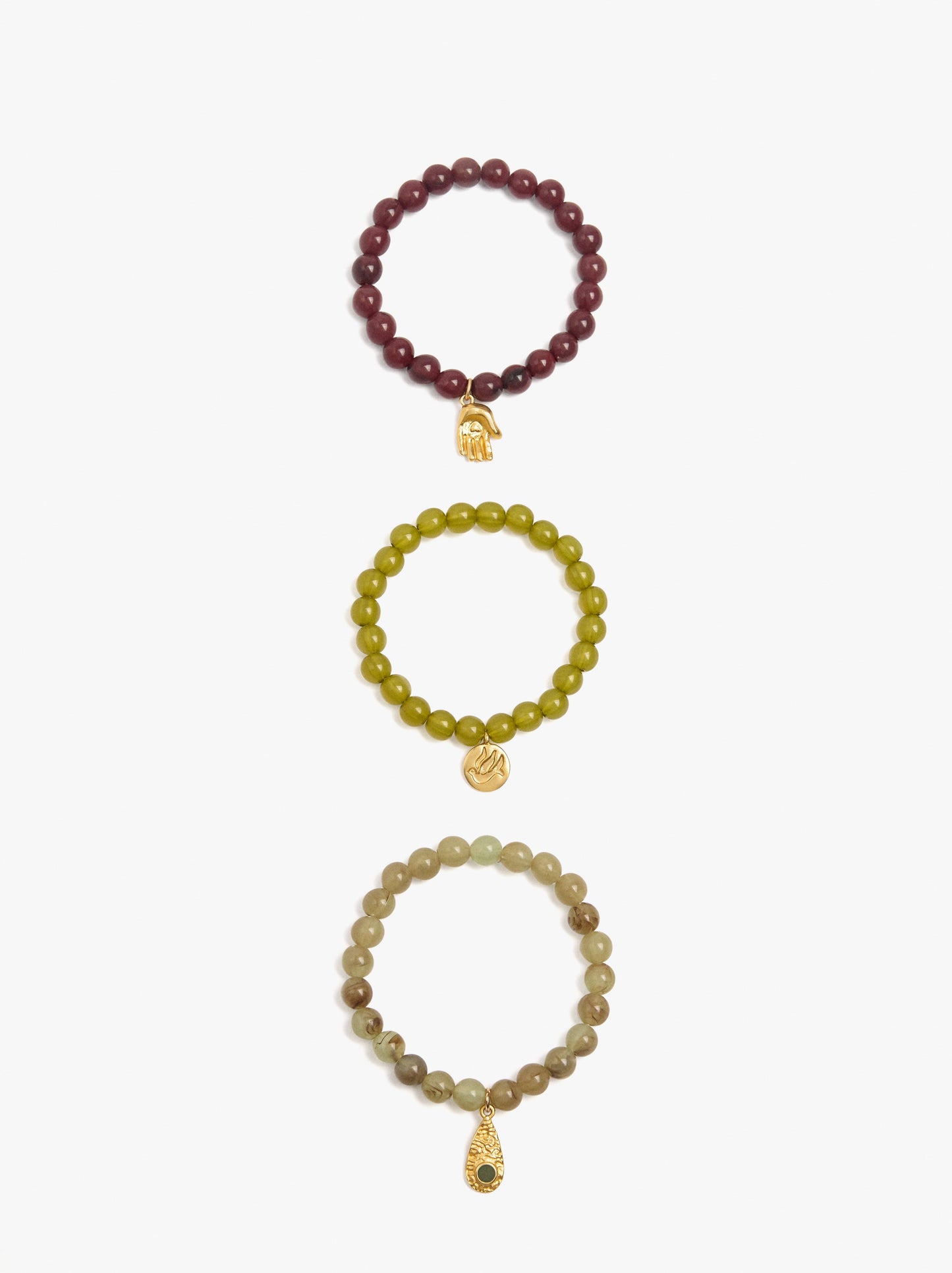 Set Of Bracelets With Beads Stone Effect