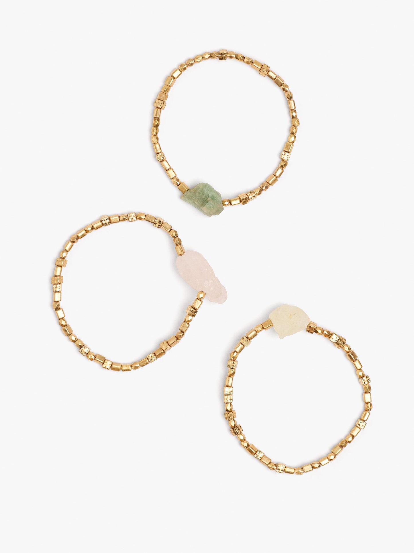 Set Of Elastic Bracelets With Stones