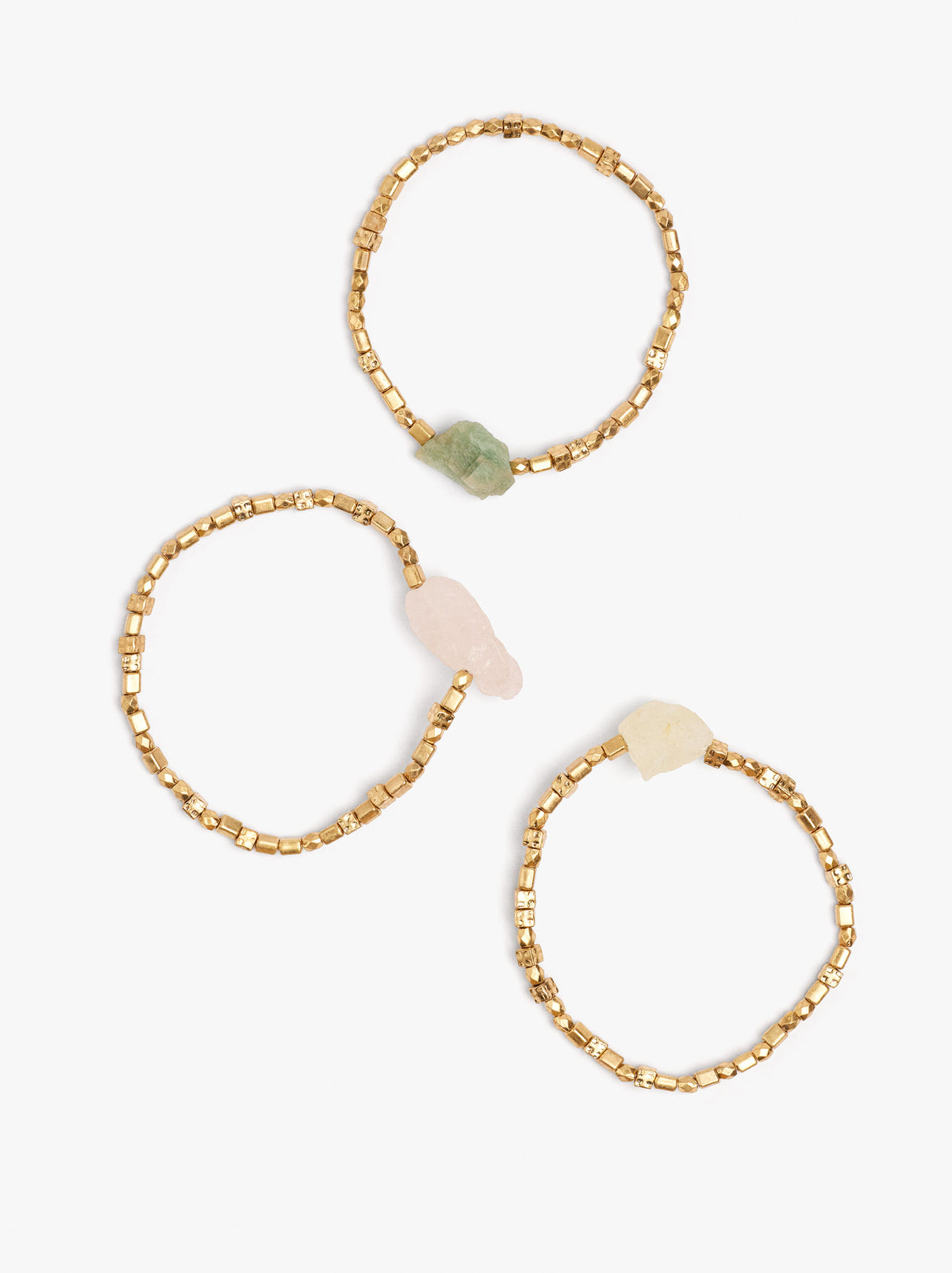 Set Of Elastic Bracelets With Stones