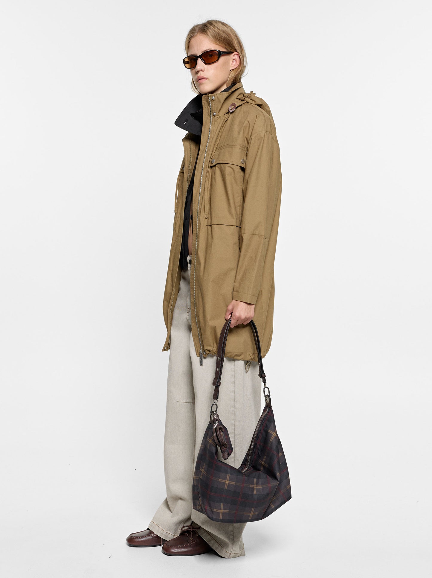 L Printed Nylon Shoulder Bag With Pendant