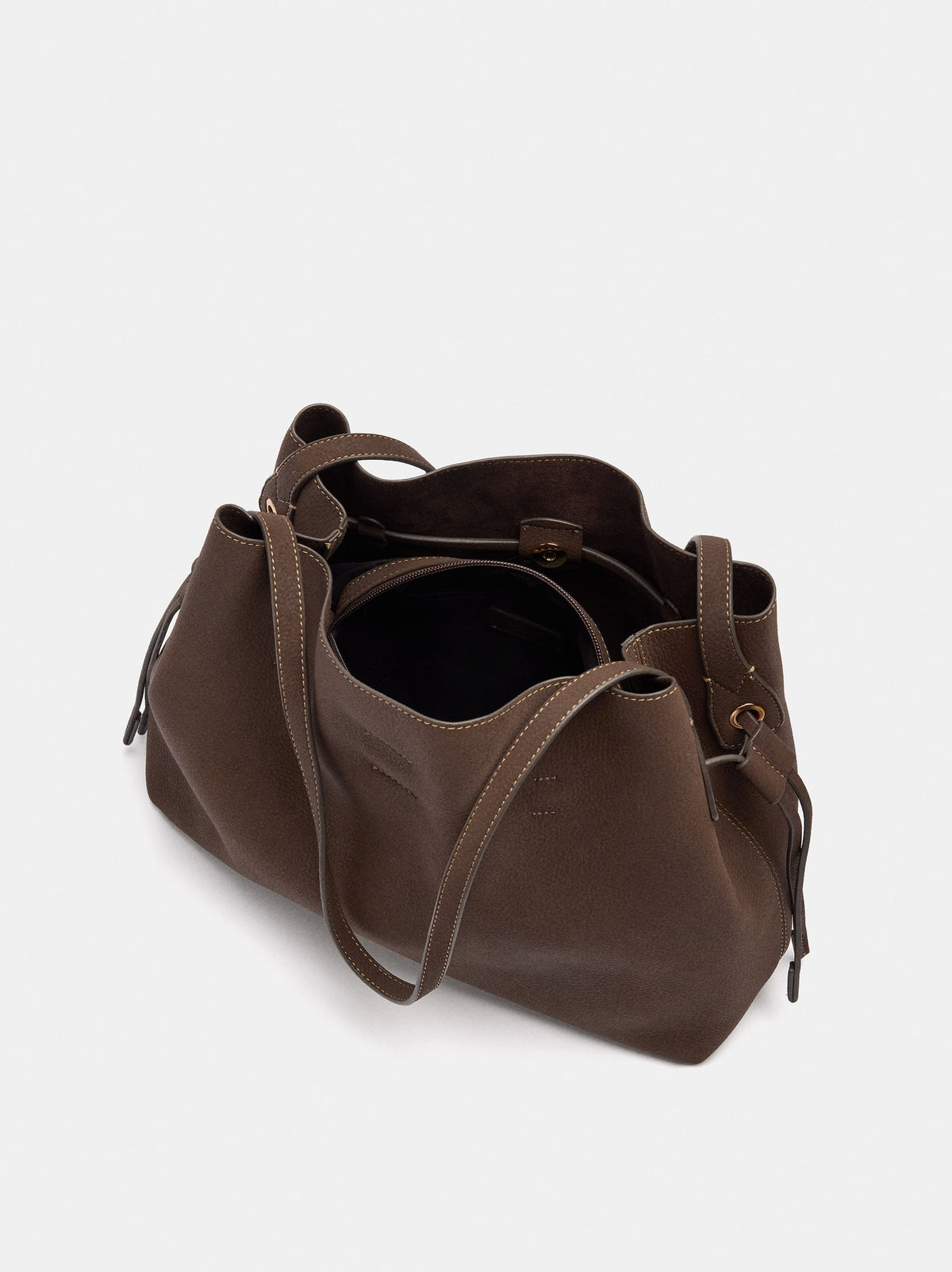 Leather-Effect Shopper Bag With Drawstrings