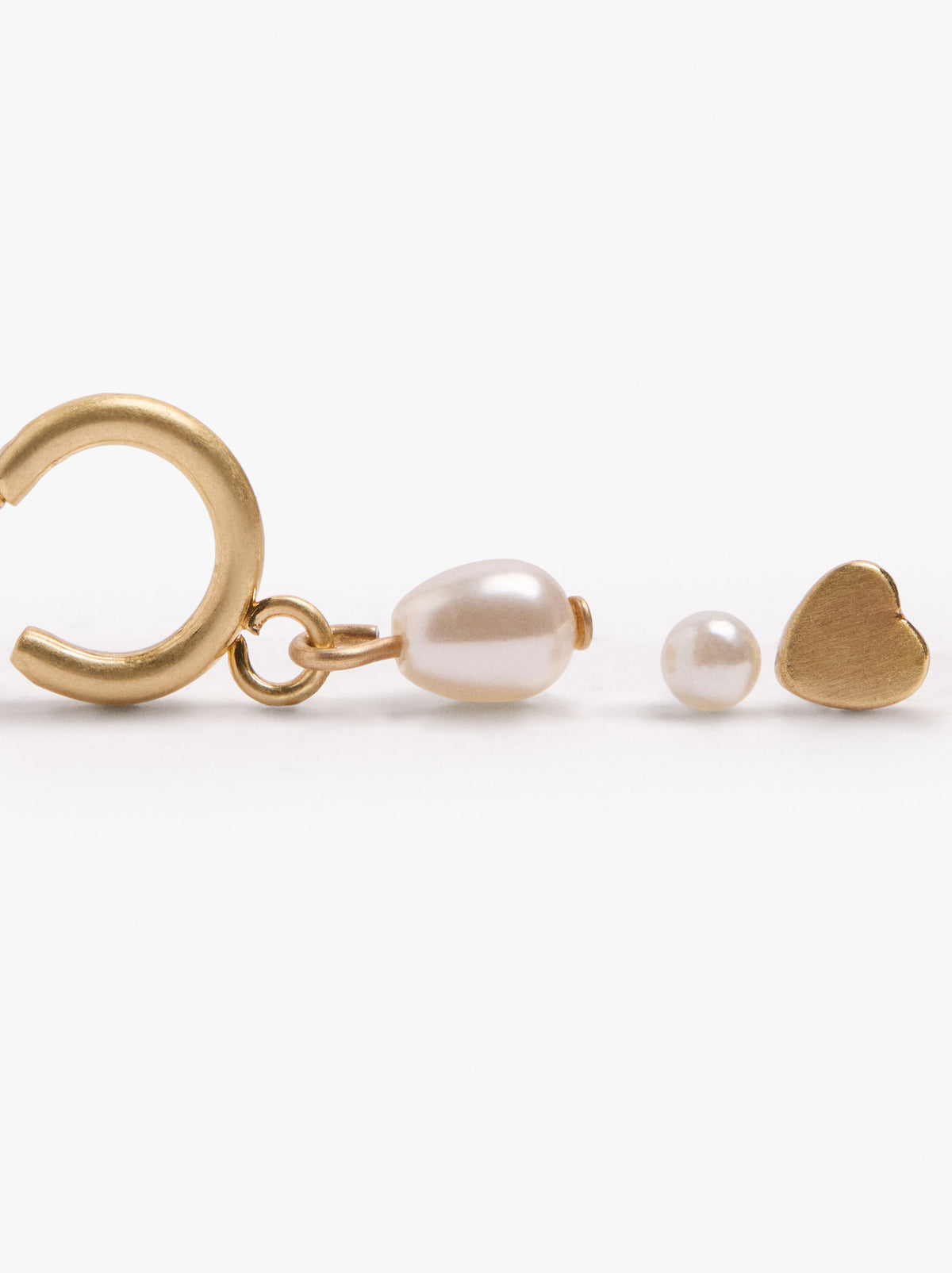 Set Of Pearl And Heart Earrings