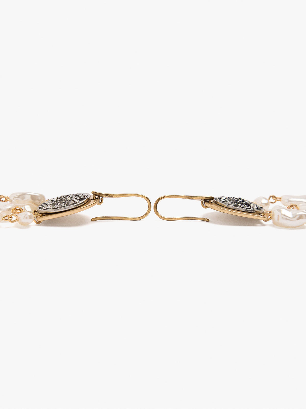 Long Freshwater Pearl Medal Earrings