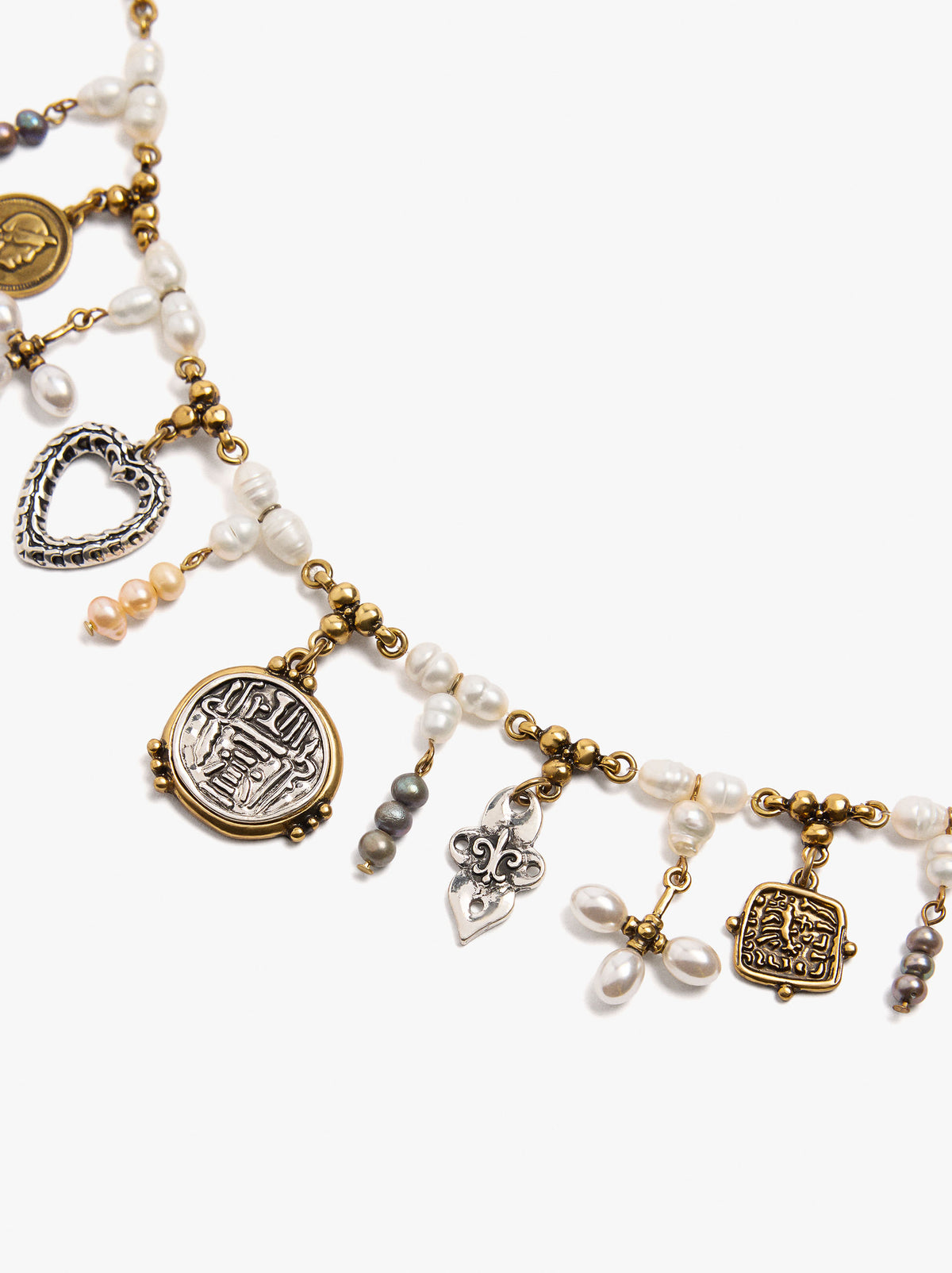 Necklace With Freshwater Pearls And Various Pendants
