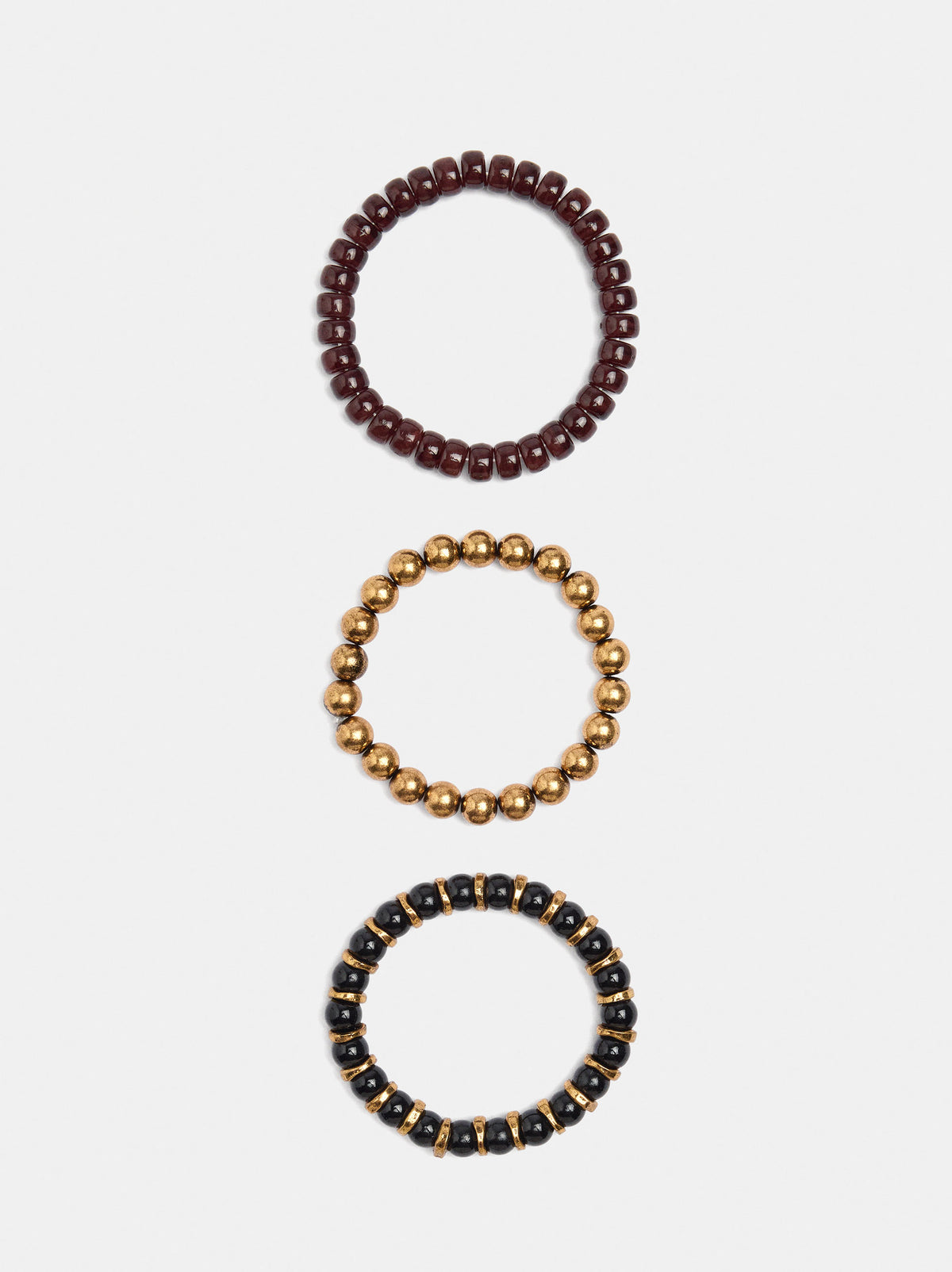Set Of Elastic Bracelets With Beads