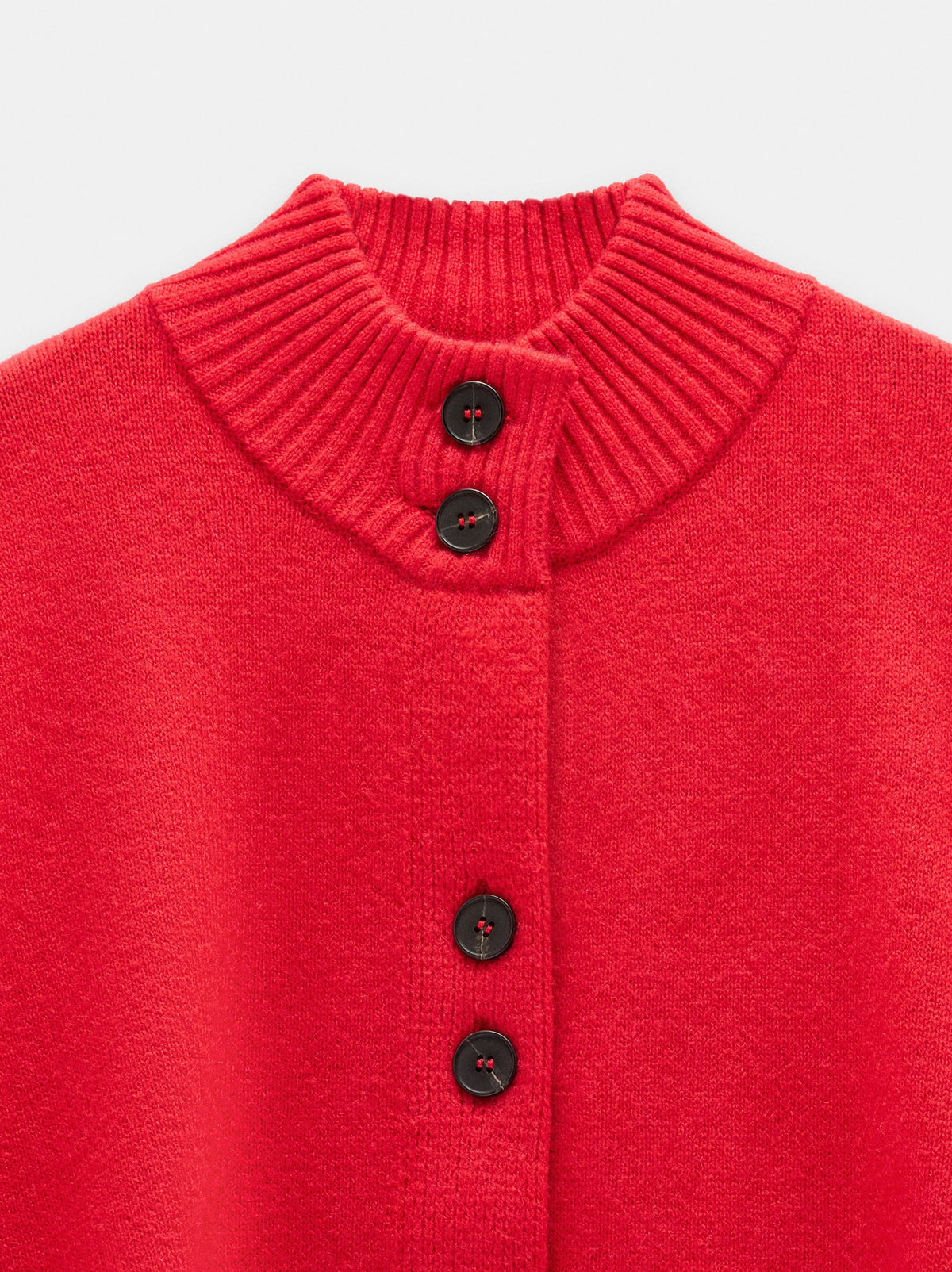 High-Neck Knit Poncho