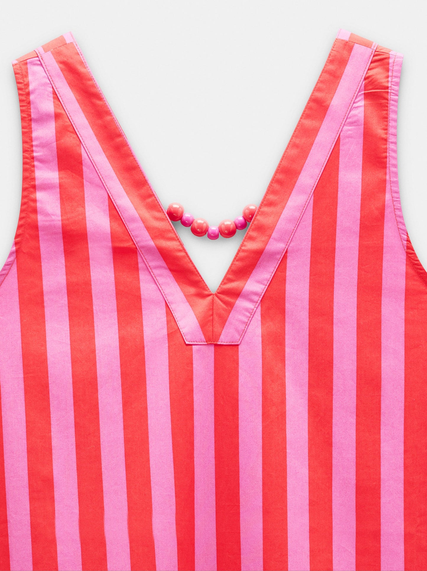 Dress With Contrast Stripes In 100% Cotton