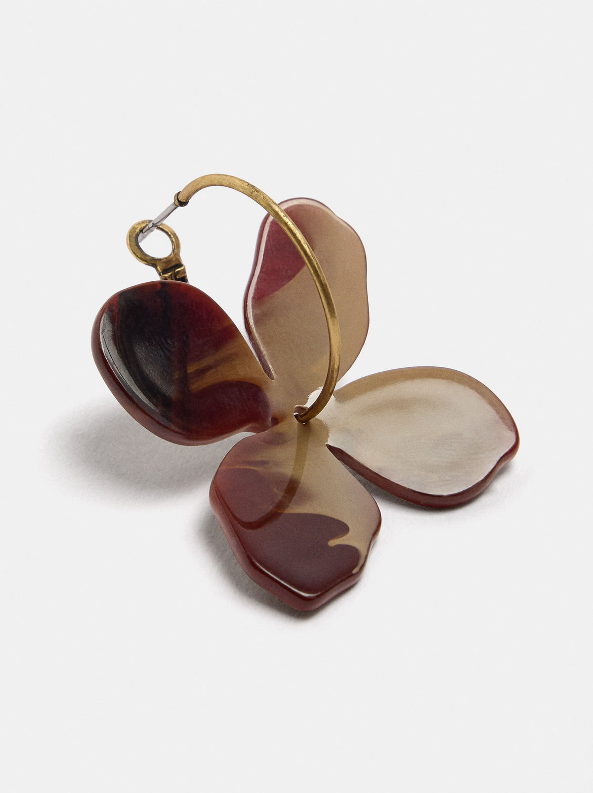 Flower Pendant Hoop Earrings With A Stone Effect
