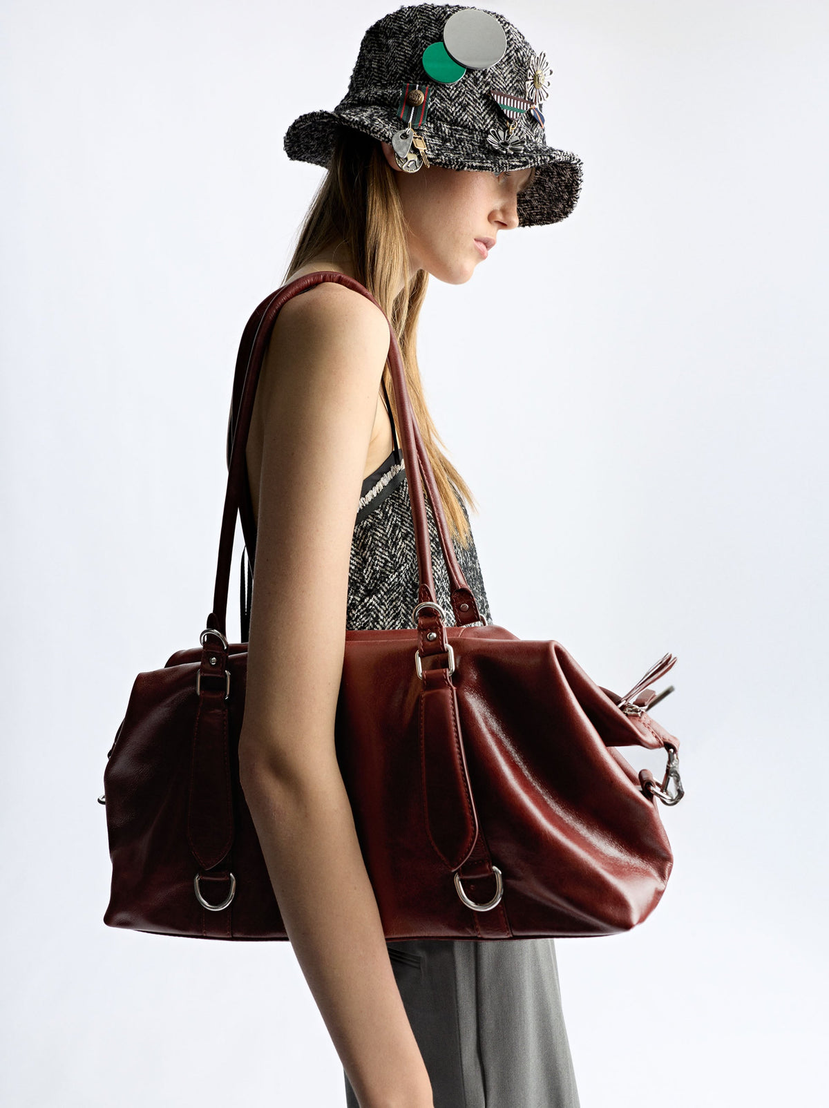 M Leather Shopper Bag With Rings