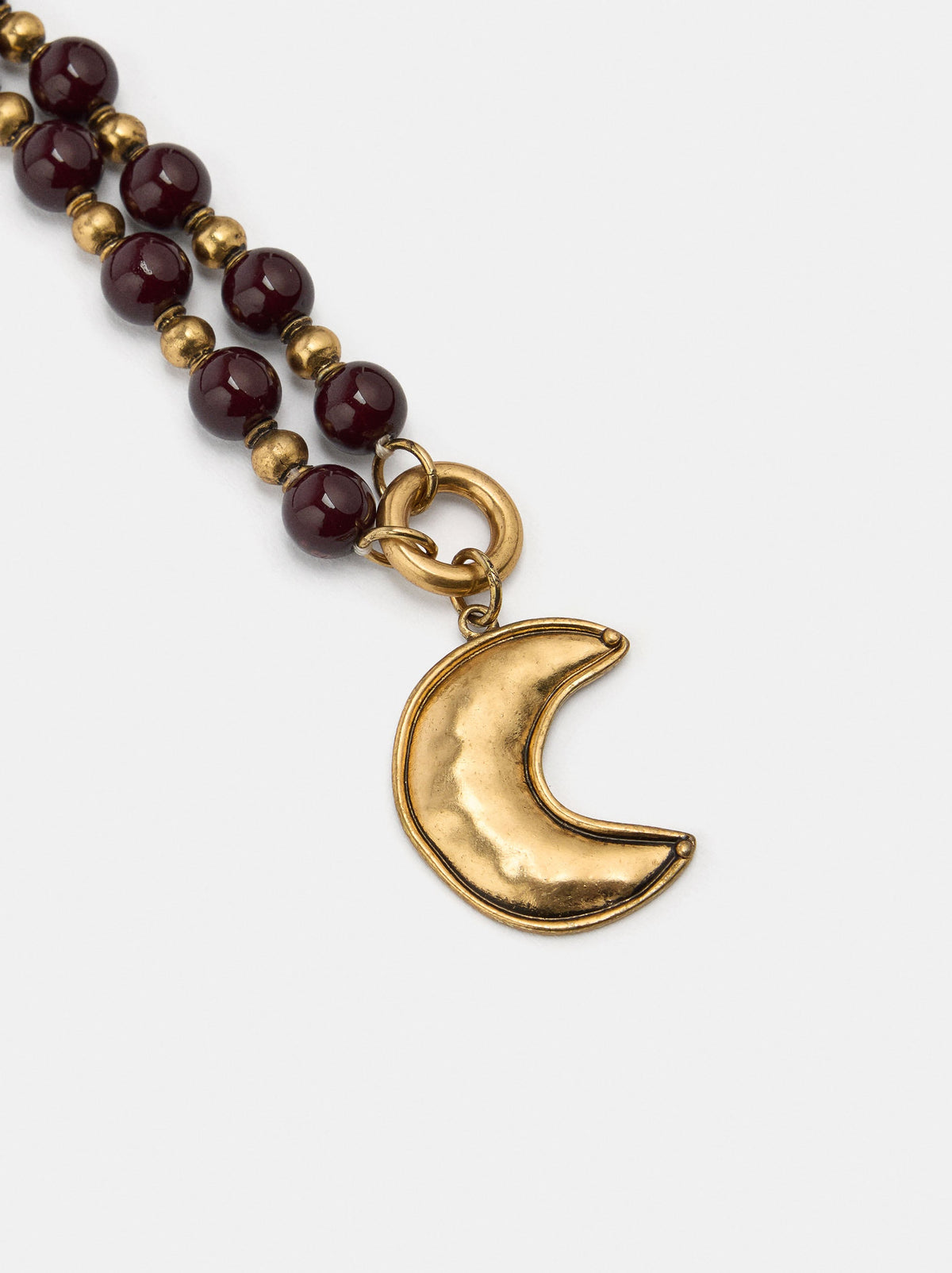Short Beaded Necklace With Moon Pendant