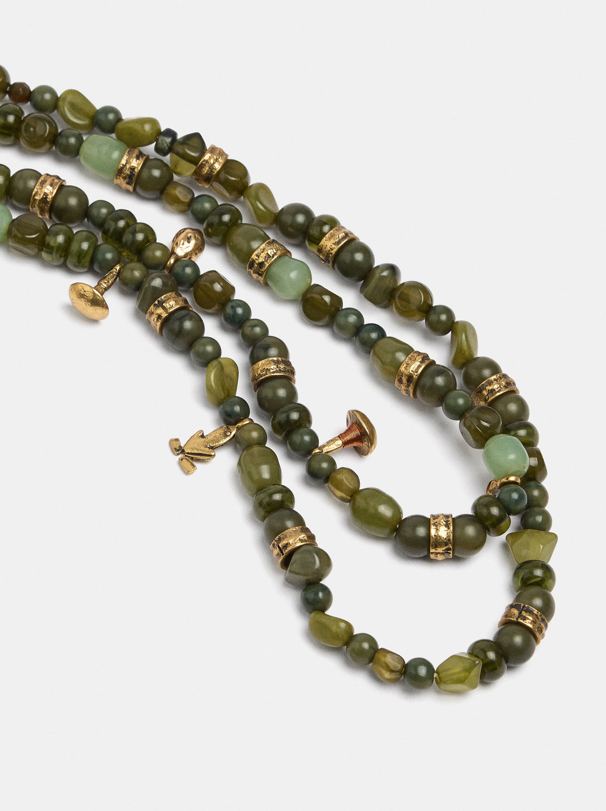 Beaded Necklace With Stone-Effect Charms
