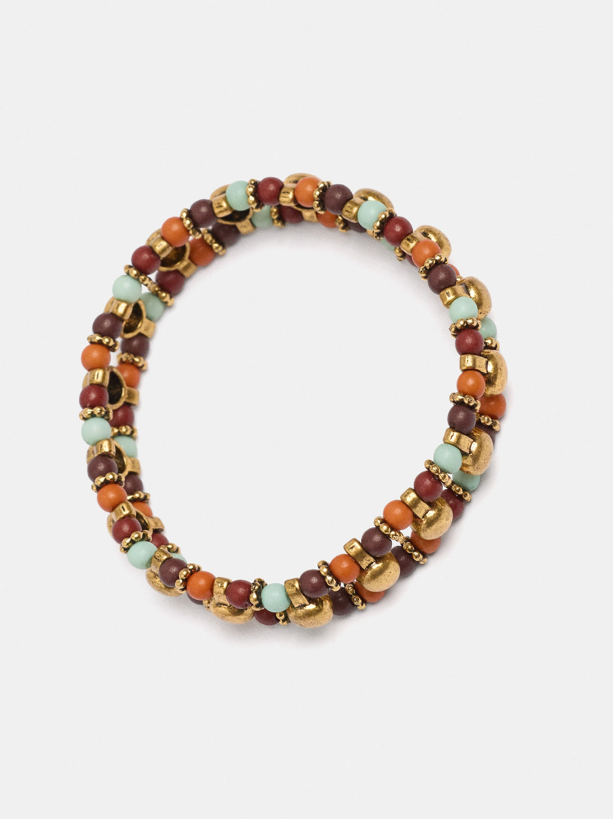 Double Elasticated Bracelet With Multicolor Beads