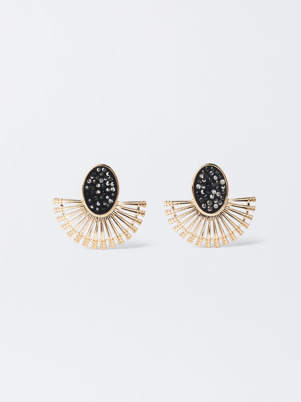 Golden Earrings With Strass