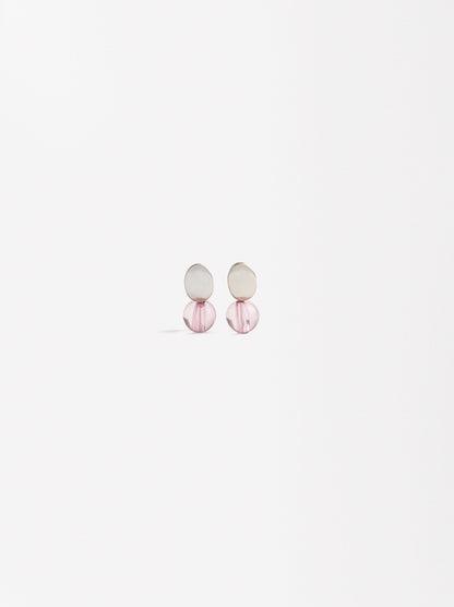 Short Earrings With Resin
