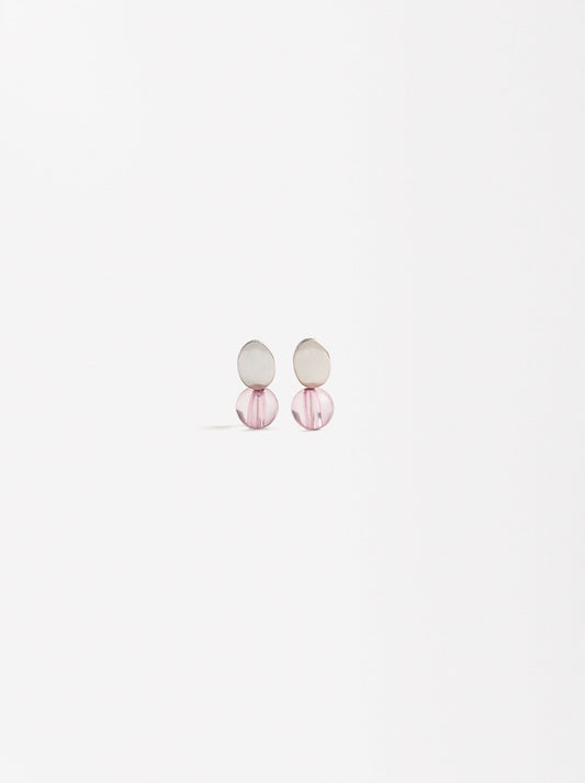 Short Earrings With Resin