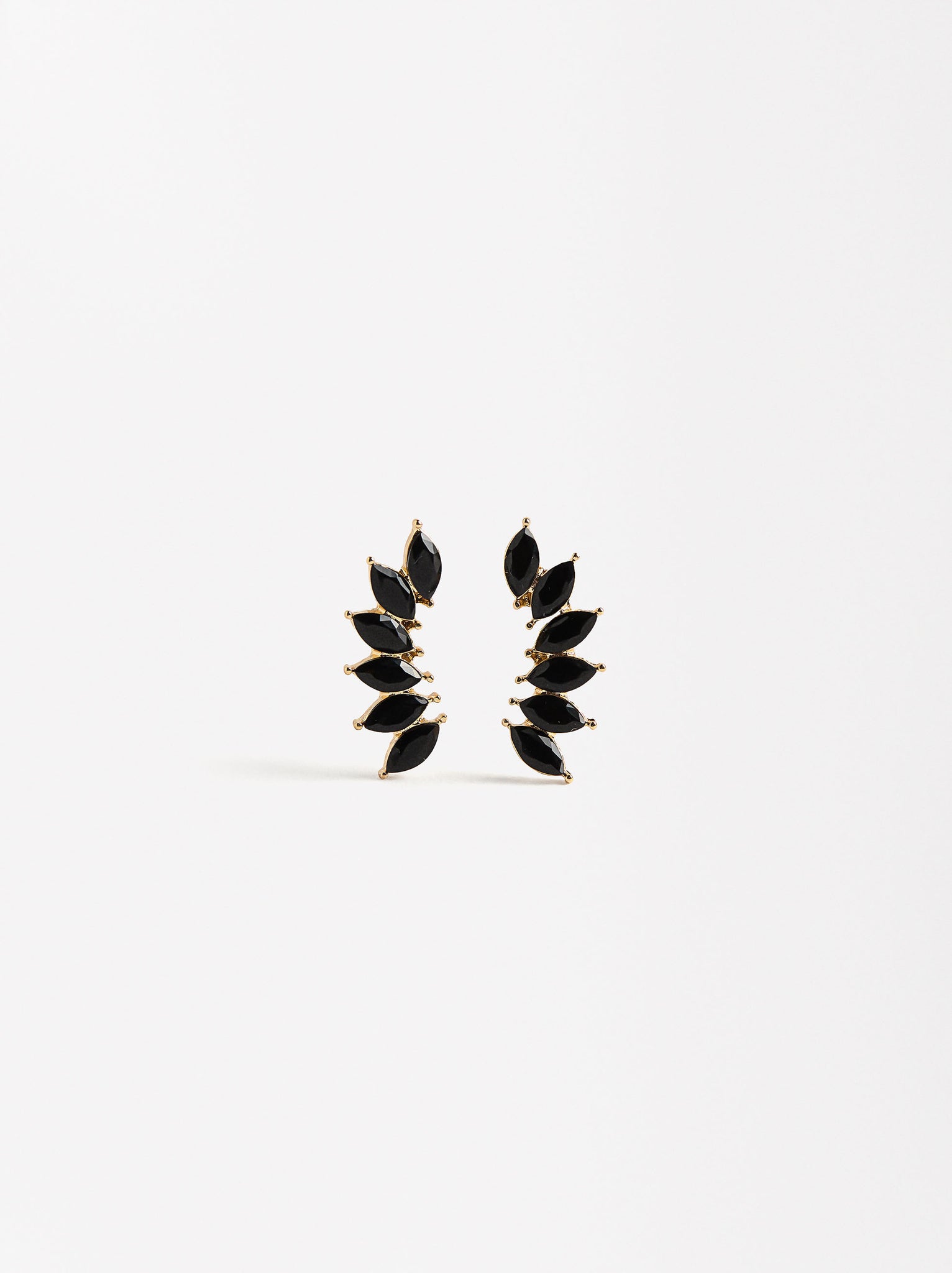 Leaf Earrings With Crystals