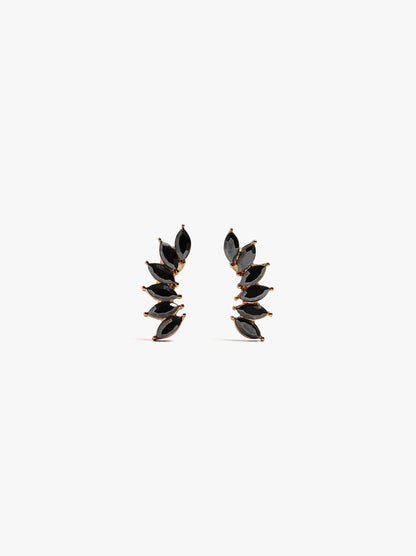 Leaf Earrings With Crystals