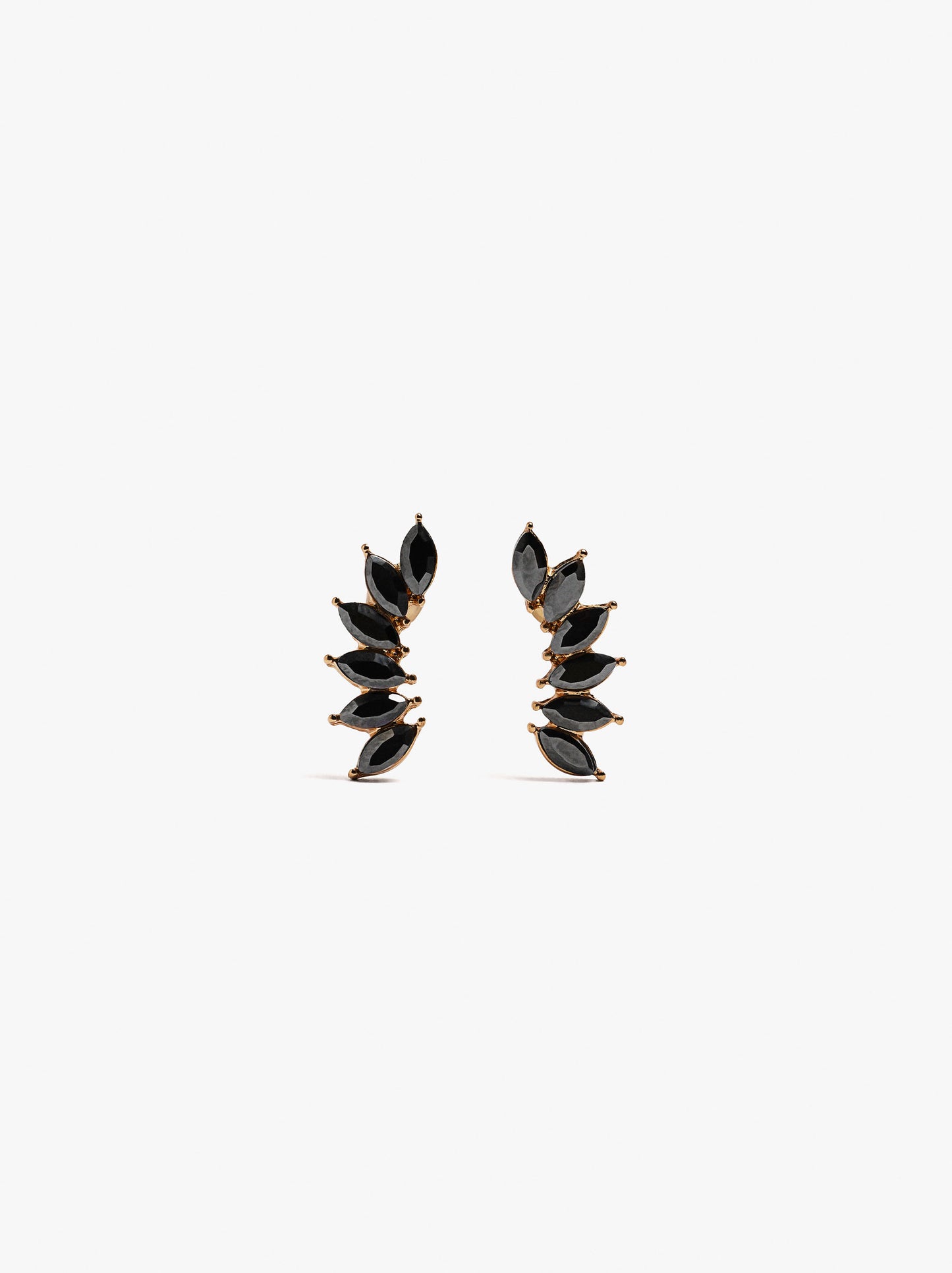 Leaf Earrings With Crystals