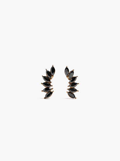 Leaf Earrings With Crystals