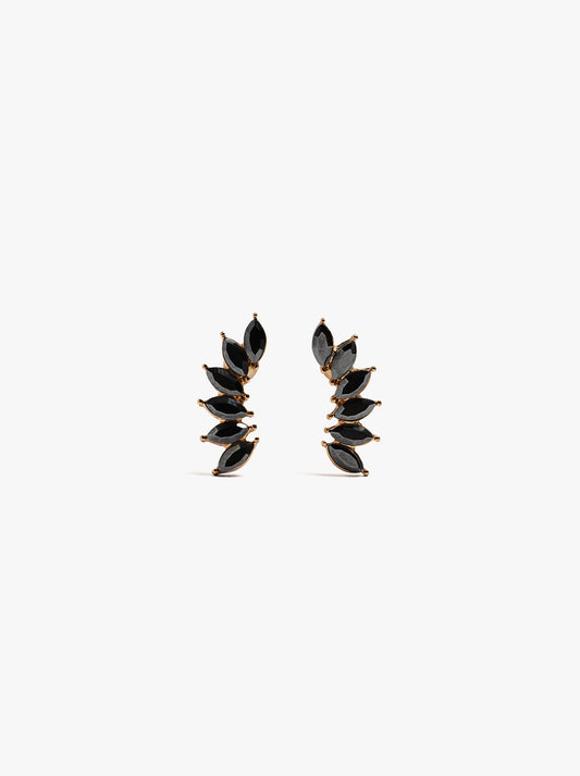 Leaf Earrings With Crystals