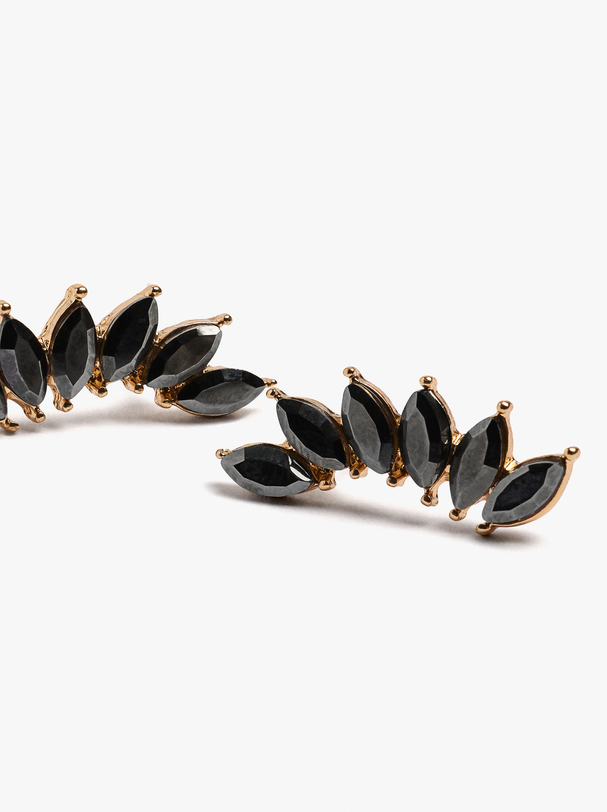 Leaf Earrings With Crystals