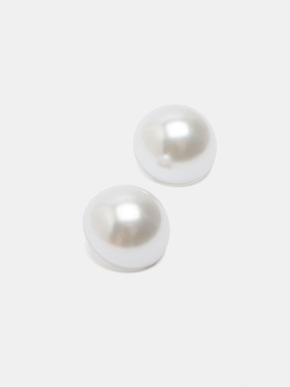 Faux Pearl Short Earrings With Clip Buckle