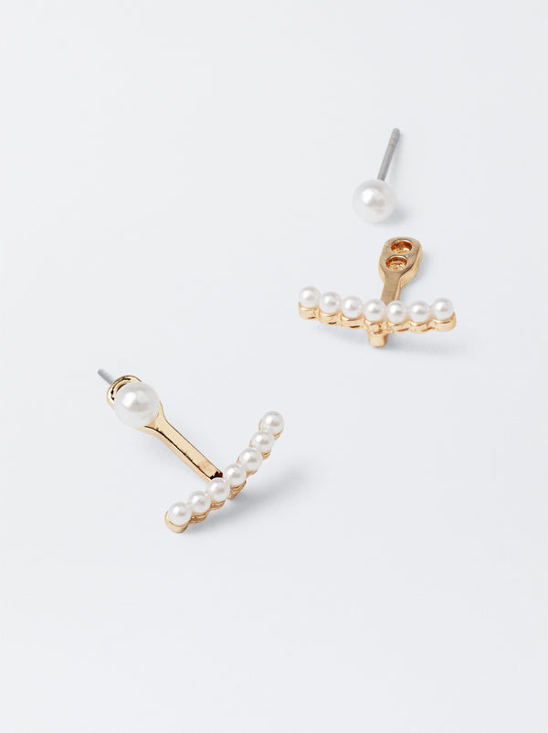 Short Faux Pearl Earrings