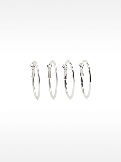 Set Of  Silver Hoop Earrings