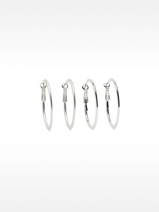 Set Of  Silver Hoop Earrings