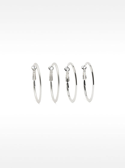 Set Of  Silver Hoop Earrings