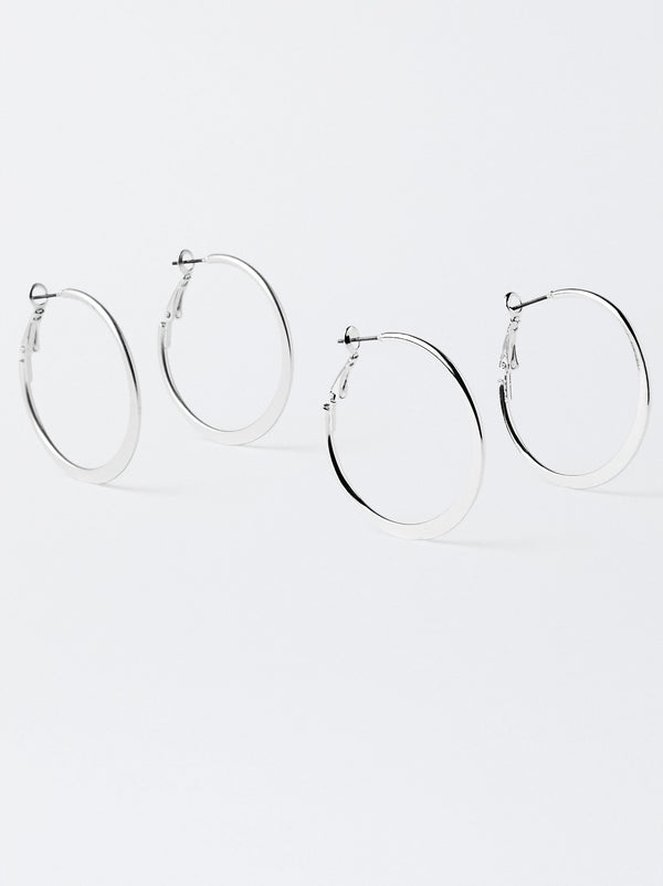 Set Of  Silver Hoop Earrings