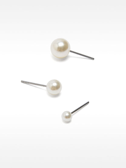 Set Of Faux Pearl Studs