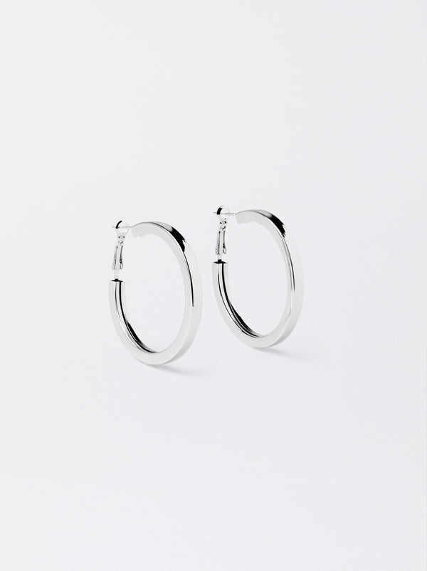 Medium Silver-Plated Hoop Earrings