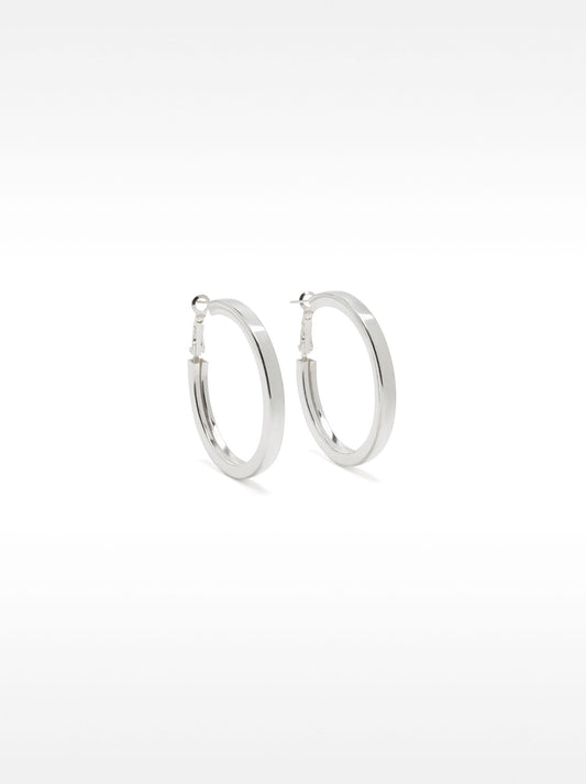 Medium Silver-Plated Hoop Earrings