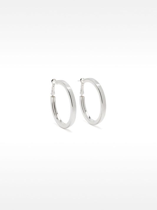 Medium Silver-Plated Hoop Earrings